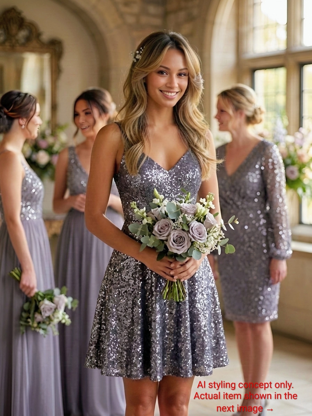 Christina Wu Celebration, Charcoal Sequin, Spaghetti Strap Dress, Size 2